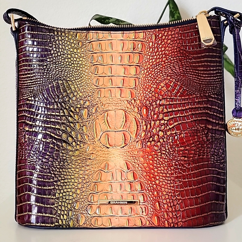 Brahmin Katie Autumn Ombre Melbourne Croc-embossed Leather Crossbody Bag